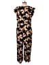 Xhilaration 100% Rayon Floral Black Jumpsuit Size XL - photo 2