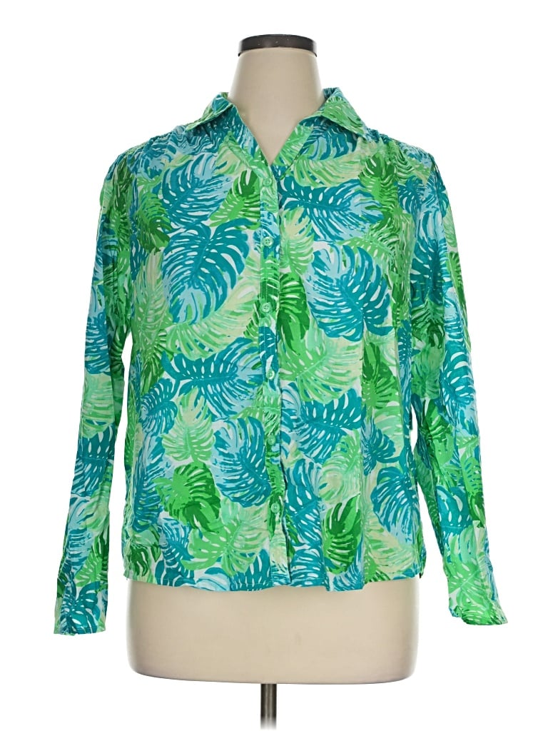 Pre-owned Laura Scott Long Sleeve Blouse In Green