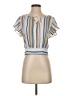 Iz Byer 100% Polyester Stripes Ivory Short Sleeve Blouse Size S - photo 1