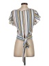 Iz Byer 100% Polyester Stripes Ivory Short Sleeve Blouse Size S - photo 2