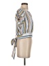 Iz Byer 100% Polyester Stripes Ivory Short Sleeve Blouse Size S - photo 4