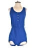 Estam 100% Rayon Solid Blue Romper Size S - photo 1