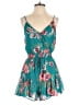 Trixxi 100% Polyester Floral Teal Romper Size S - photo 1
