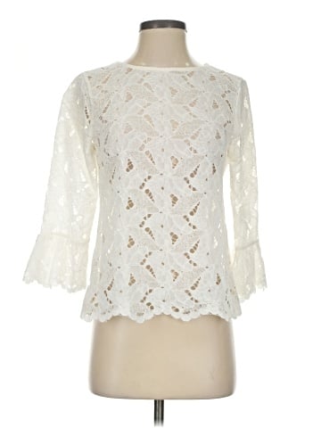 Blue Tassel 3/4 Sleeve Blouse (view 1)