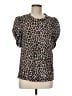 A.L.C. Animal Print Brown Short Sleeve Blouse Size M - photo 1