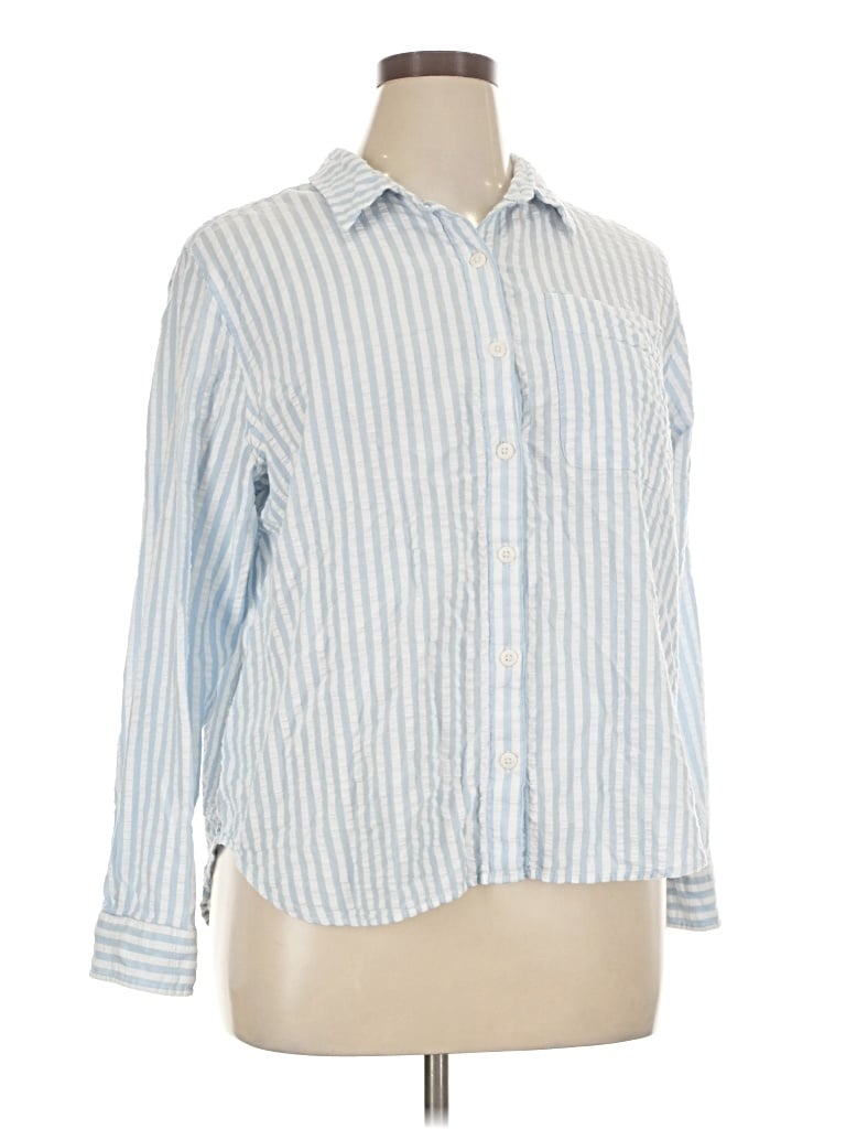 Pre-owned L.l.bean Long Sleeve Button Down Shirt In Blue
