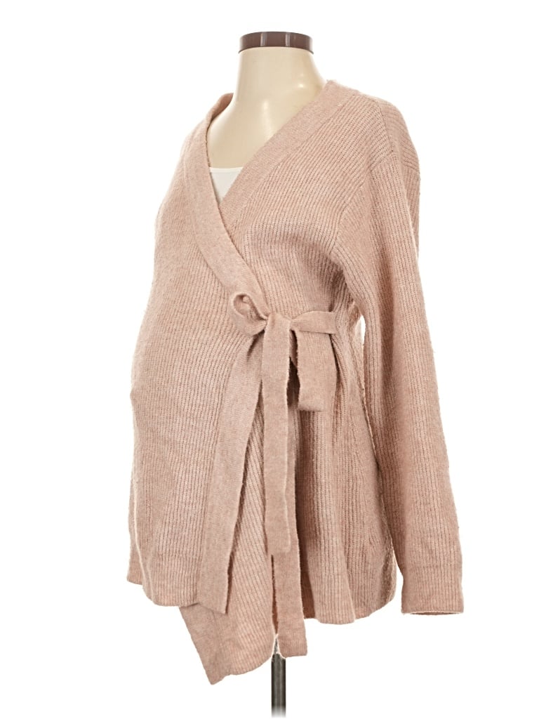 Pre-owned H&m Mama Cardigan Sweater In Tan