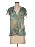 Lavender Brown Teal Short Sleeve Blouse Size S - photo 1