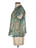 Lavender Brown Teal Short Sleeve Blouse Size S - photo 5