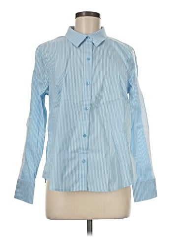 Ecru Long Sleeve Button-Down Shirt (view 1)