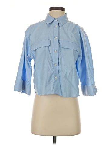 Zara 3/4 Sleeve Button-Down Shirt (view 1)