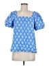 CeCe 100% Cotton Blue Short Sleeve Blouse Size M - photo 1