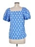CeCe 100% Cotton Blue Short Sleeve Blouse Size M - photo 2
