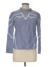 Sandro Chevron-herringbone Blue Long Sleeve Blouse Size Med (2) - photo 1