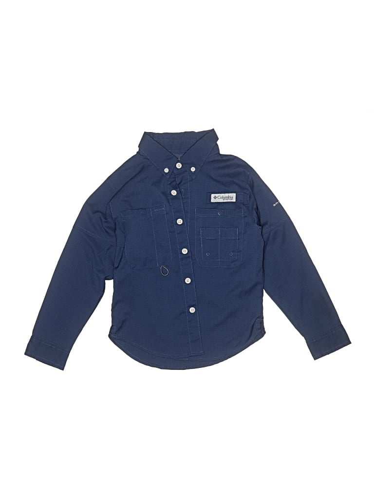 Pre-owned Columbia Kids' Long Sleeve Button Down Shirt In Blue