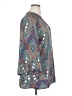 Zara Basic Paisley Teal 3/4 Sleeve Blouse Size XL - photo 4