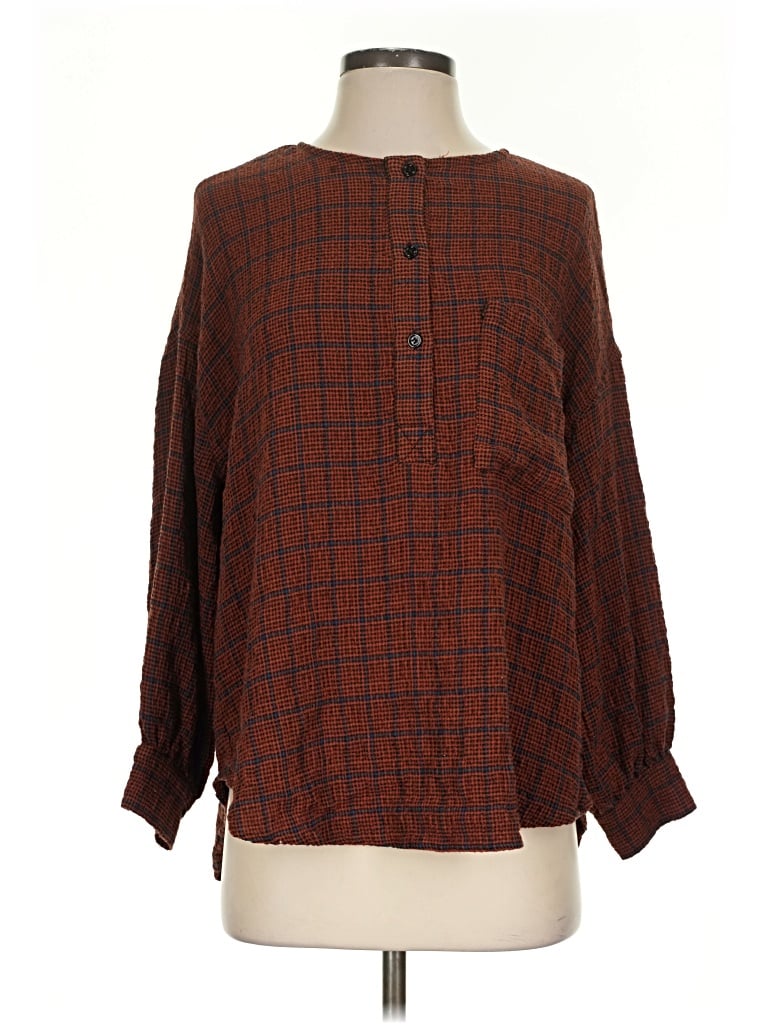 Pre-owned Pull & Bear Long Sleeve Blouse In Brown