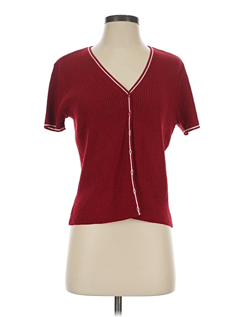 Pre-owned Emma James Short Sleeve Top Burgundy V-neck Tops