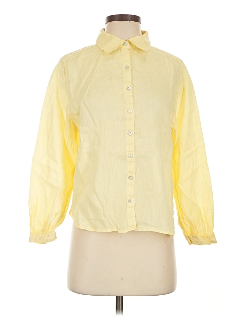 Pre-owned Laura Ashley Long Sleeve Button Down Shirt In Yellow
