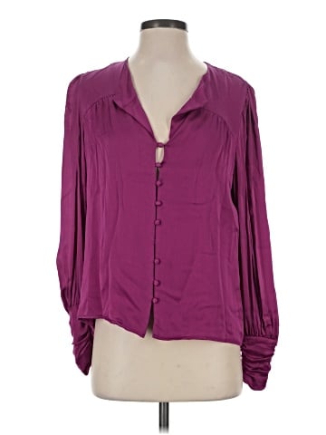 Intermix Long Sleeve Silk Top (view 1)