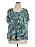 Ann Taylor LOFT 100% Polyester Teal Short Sleeve Blouse Size XL - photo 1