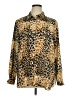 Rose + Olive Animal Print Gold Long Sleeve Blouse Size XL - photo 1