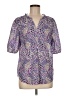 Talbots Print Purple Short Sleeve Blouse Size M - photo 1