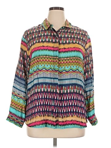 Tolani Long Sleeve Silk Top (view 1)