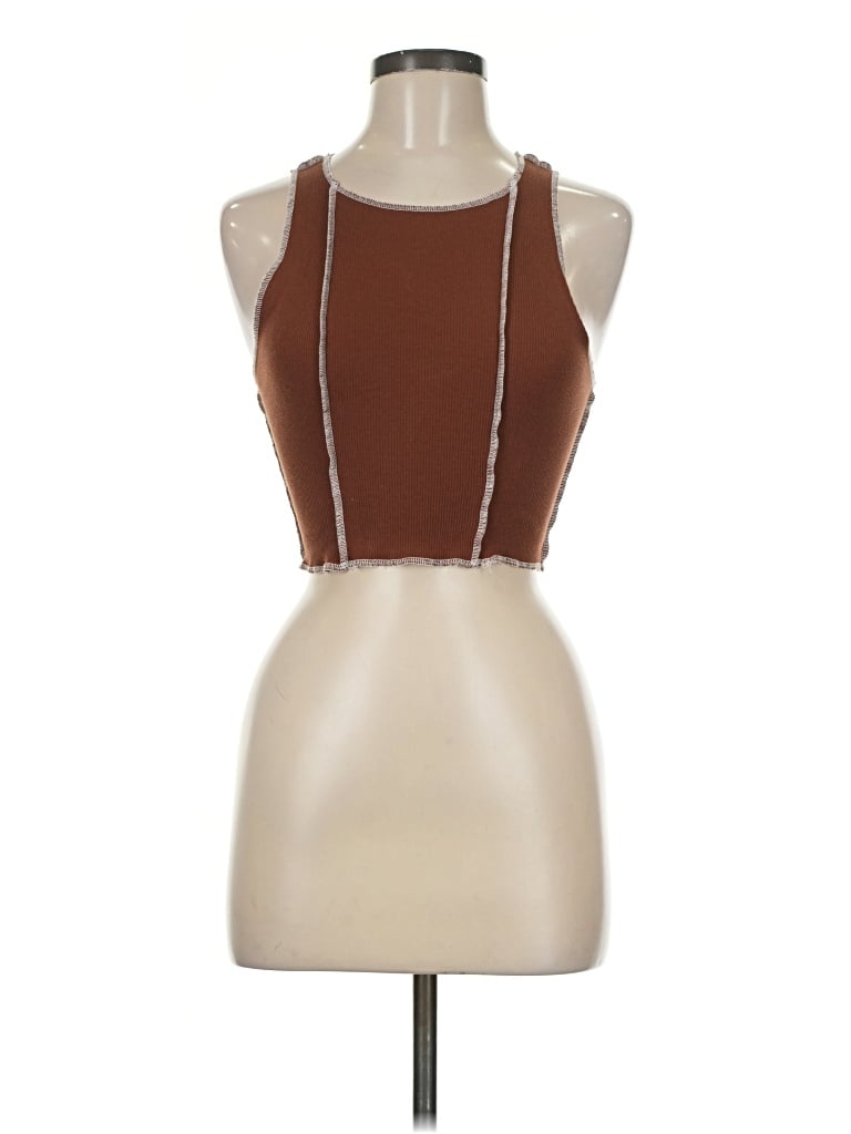 Pre-owned Sky And Sparrow Tank Top Brown Halter Neckline Tops