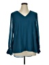 Jennifer Lopez 100% Polyester Teal Long Sleeve Blouse Size XL - photo 1