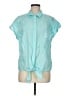 Talbots 100% Linen Teal Short Sleeve Blouse Size M - photo 1