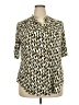 Perseption Concept Print Gold Short Sleeve Blouse Size 2X - photo 1
