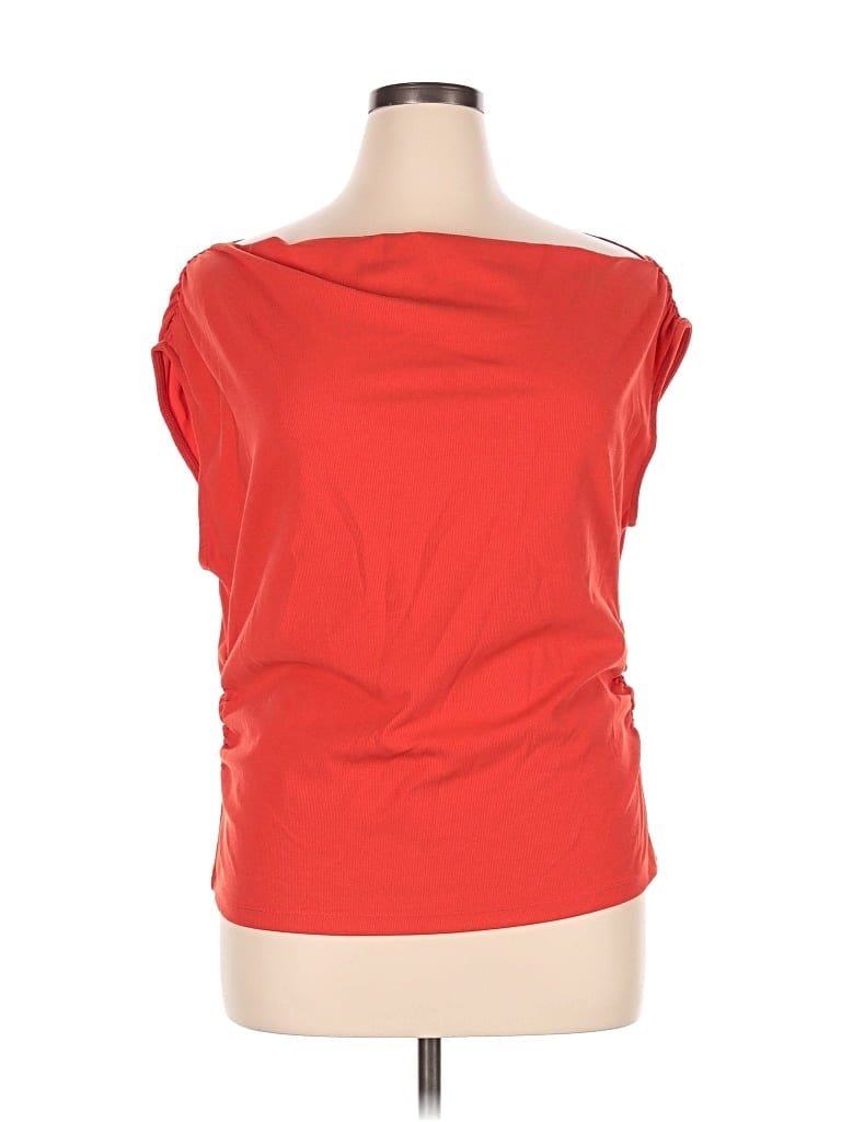 Pre-owned Spanx Short Sleeve Top Red One Shoulder Neckline Tops
