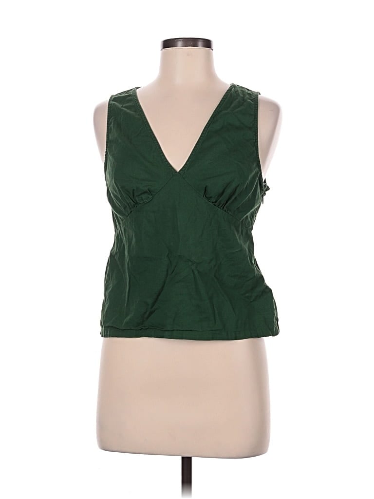 Pre-owned Sunday Best Tank Top Green Plunge Neckline Tops