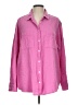 Gap Checkered-gingham Pink Long Sleeve Button-Down Shirt Size L - photo 1