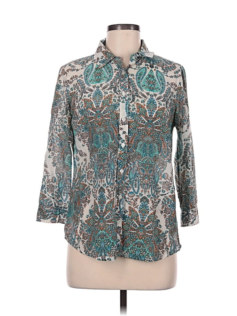 Pre-owned Jcpenney 3/4 Sleeve Blouse In Teal