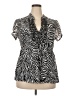 Free 2 luv 100% Polyester Animal Print Black Short Sleeve Blouse Size 3X (estimated) - photo 1