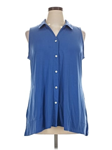Susan Graver Sleeveless Button-Down Shirt (view 1)