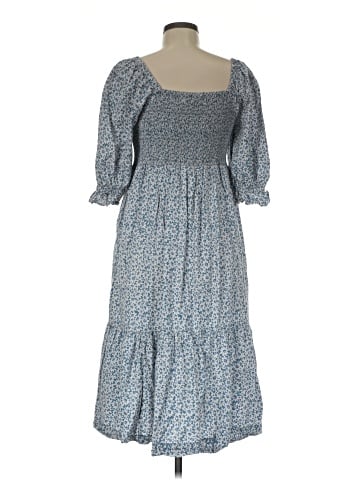 Madewell Lucie Elbow-Sleeve Smocked Midi Dress in Sunflower Field (view 2)