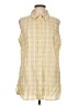 Pendleton 100% Cotton Checkered-gingham Yellow Sleeveless Button-Down Shirt Size L - photo 1