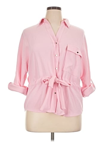 Zara 3/4 Sleeve Button-Down Shirt (view 1)