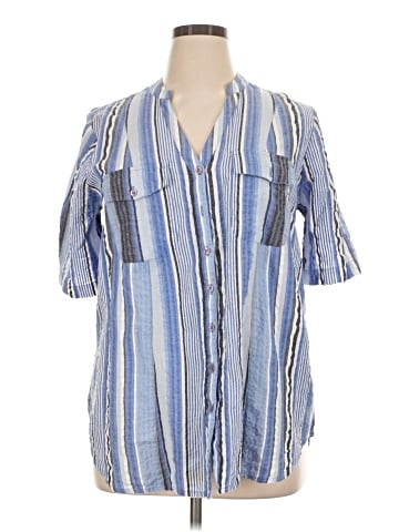 Roaman's 3/4 Sleeve Button-Down Shirt (view 1)