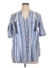 Roaman's 100% Cotton Stripes Blue 3/4 Sleeve Button-Down Shirt Size 14 - photo 1