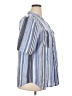 Roaman's 100% Cotton Stripes Blue 3/4 Sleeve Button-Down Shirt Size 14 - photo 4