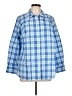 Talbots 100% Cotton Checkered-gingham Blue Long Sleeve Button-Down Shirt Size 12 (X) - photo 1