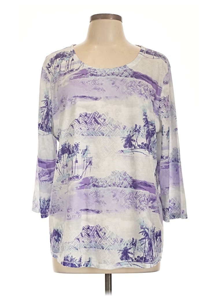 Pre-owned Weekends By Chico's 3/4 Sleeve Top Purple Boatneck Tops