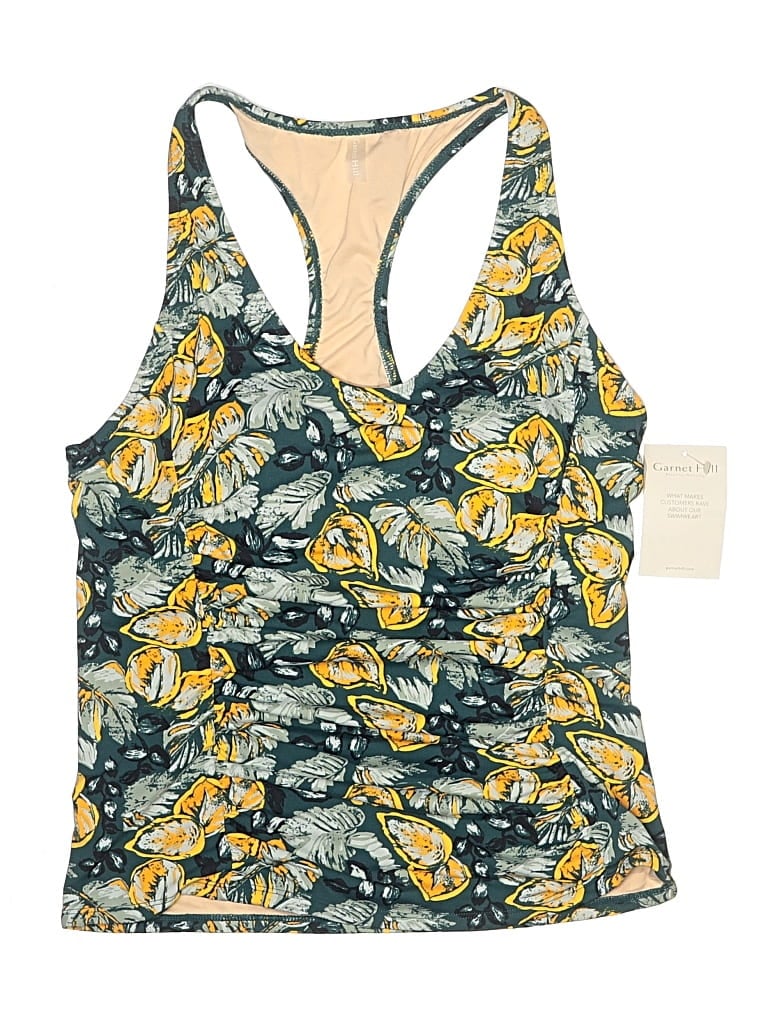Garnet Hill Swimsuit Top Yellow Print Pattern Swimwear