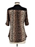 Perseption Concept Animal Print Brown Short Sleeve Blouse Size M - photo 2