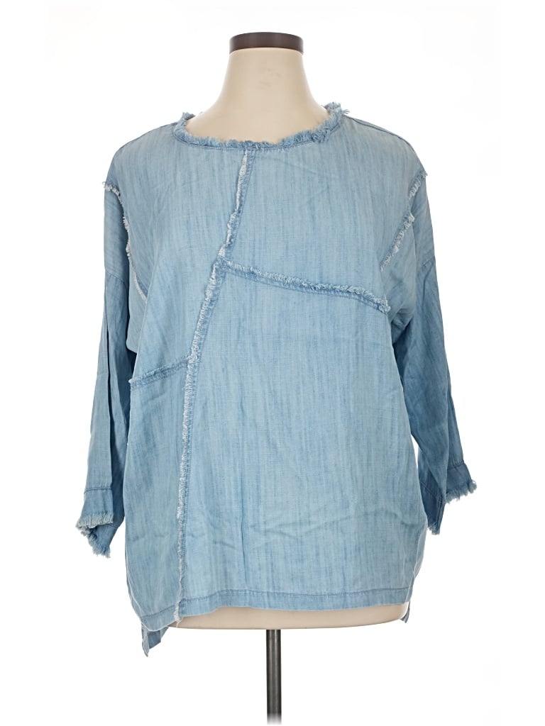 Apny 3/4 Sleeve Blouse In Blue