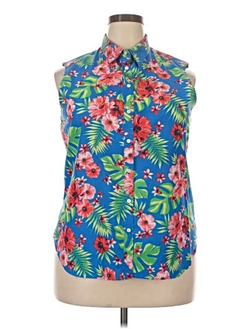 Lands' End Sleeveless Button-Down Shirt (view 1)